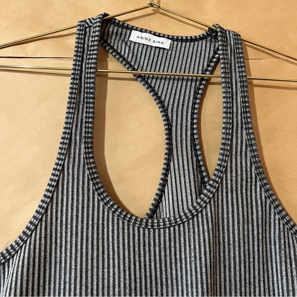 Anine Bing | Kristen Tank Asymmetrical Racerback Ribbed Stripe Tank Top Size M - Picture 5 of 9